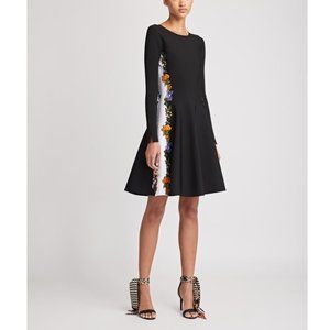 OSCAR DE LA RENTA Floral-Embroidered Stretch-Crepe